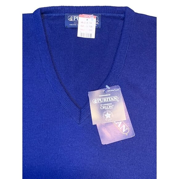 Vintage 90s NEW Puritan Blue V Neck Pullover Sweater XL NWT - Picture 3 of 6